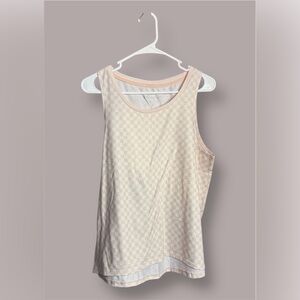 Xersion Peach and White Checkered Tank Top